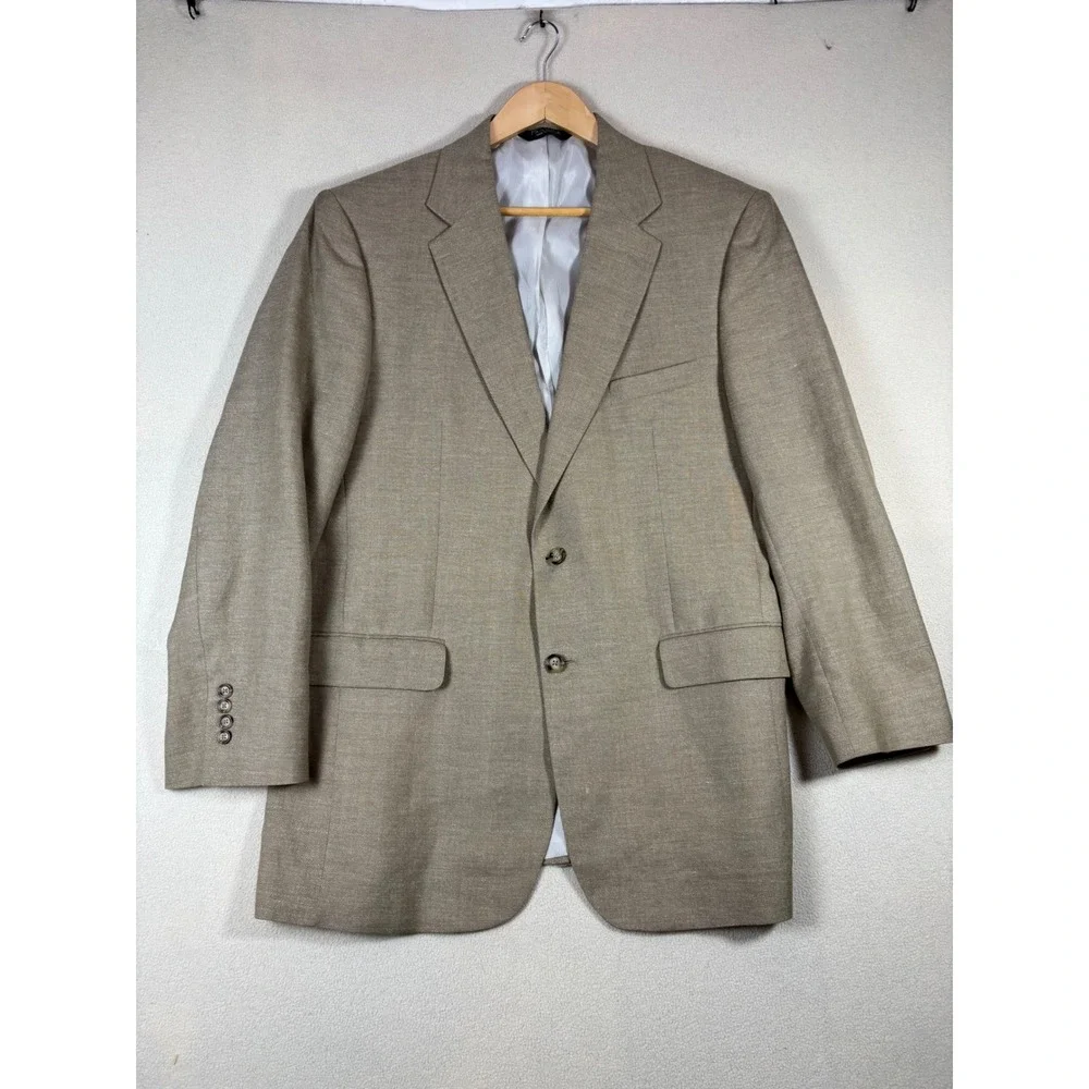 Jos. A. Bank‎ Mens Taupe Linen Wool Blend 2-Button Sport Coat Blazer 42 LG